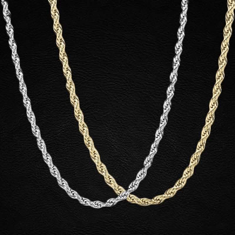 Sterling Silver Rope Twisted Link Chain Necklace