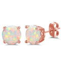 Sterling Silver Round Cut White Opal Studs
