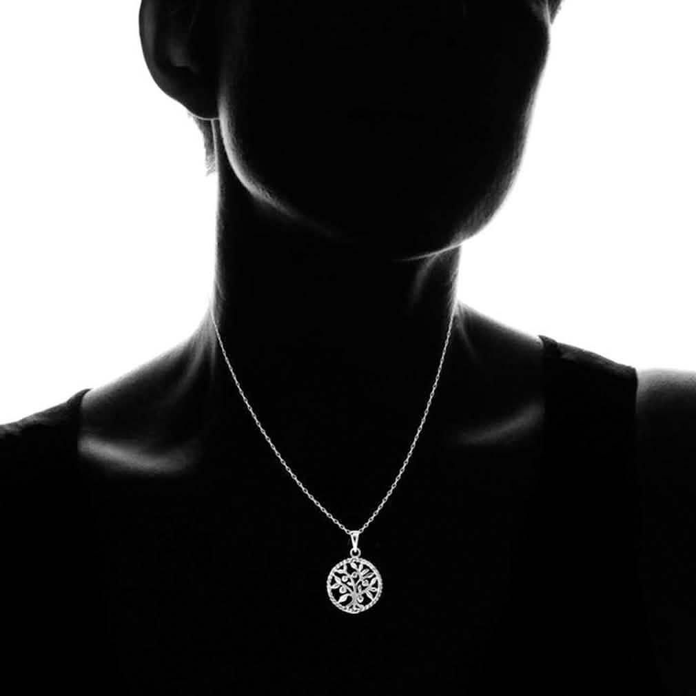 Sterling Silver Round Tree Of Life Necklace