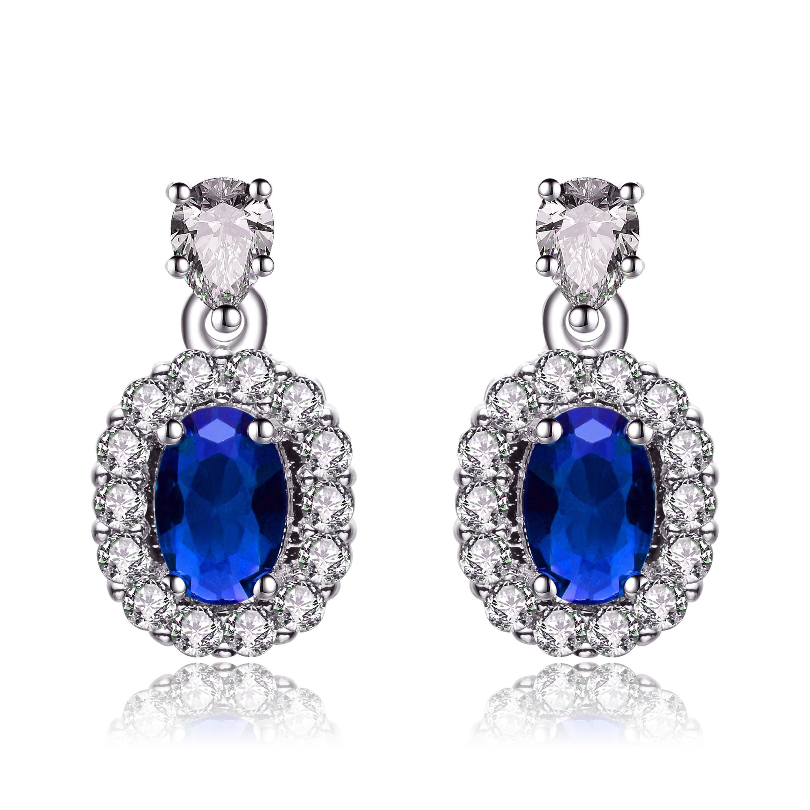 Sterling Silver Simulated Sapphire Earrings