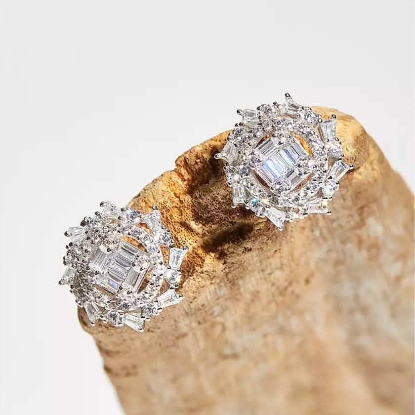 Sterling Silver Shooting Star Stud Earrings With Swarovski Crystals