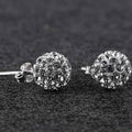 Sterling Silver White Austrian Crystal Ball Studs