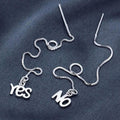 Sterling Silver Yes And No Long Threader Earrings