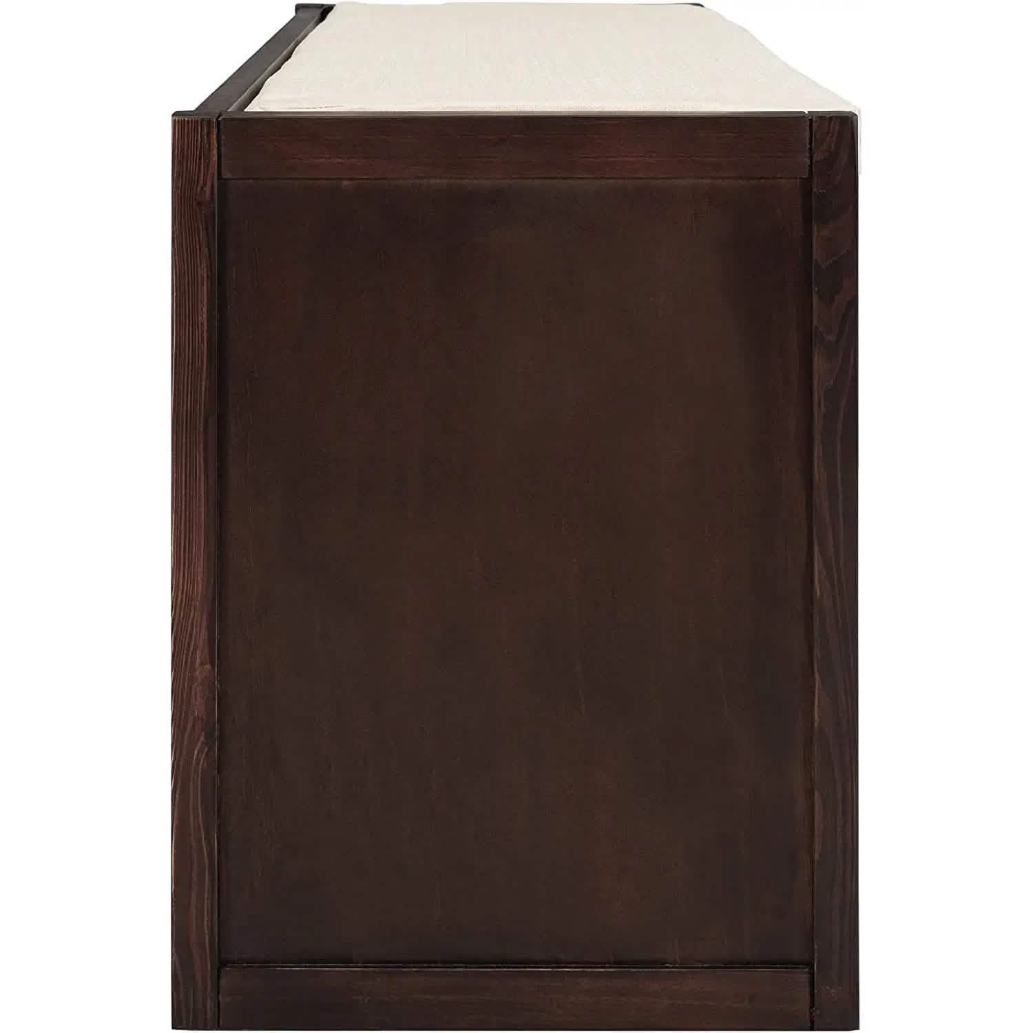 Storage Bench with Removable Cushion and 3 Flip Lock Storage Cubbies