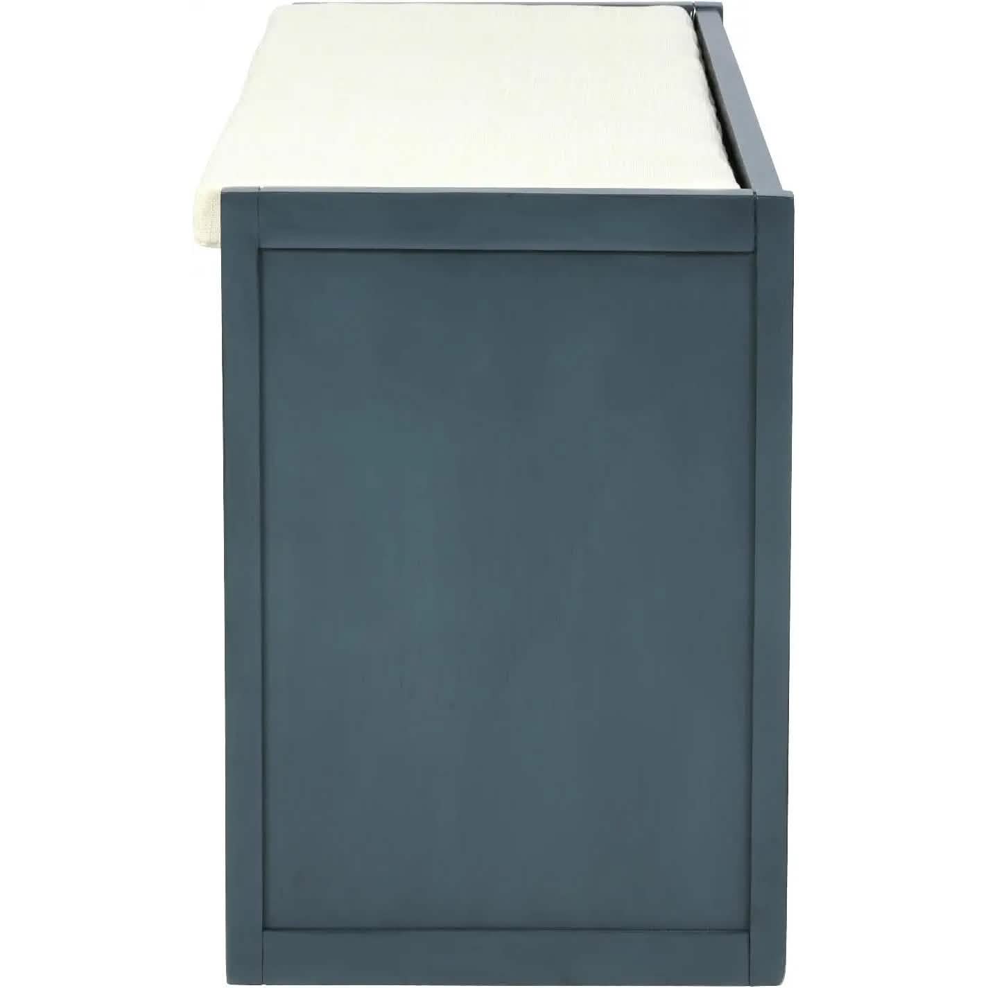 Storage Bench with Removable Cushion and 3 Flip Lock Storage Cubbies
