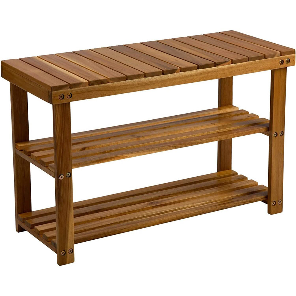 Storage Wooden Shoe Rack Rustic Wood Entryway Bench