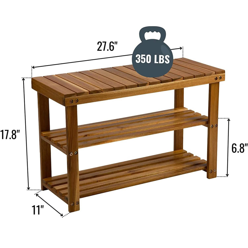 Storage Wooden Shoe Rack Rustic Wood Entryway Bench