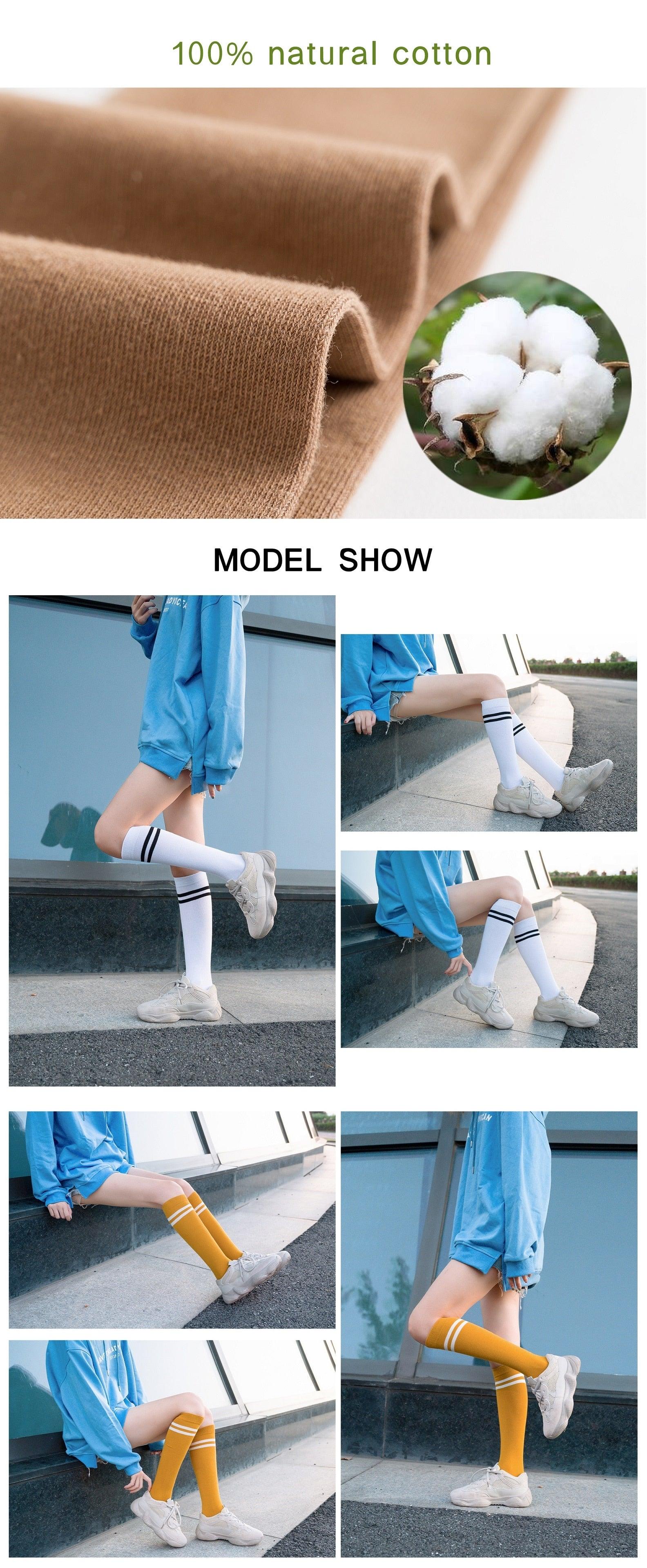Striped Long Warm Thigh High Stockings Women's Casual Tube Thigh High Socks for School Over Knee High Socks for girls