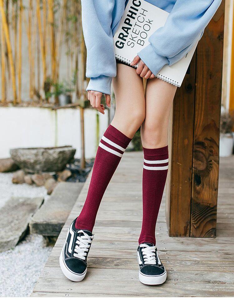 Striped Long Warm Thigh High Stockings Women's Casual Tube Thigh High Socks for School Over Knee High Socks for girls