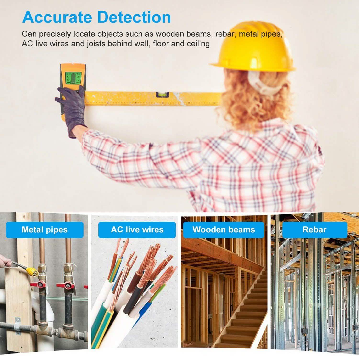 Stud Center Finder Wall Scanner AC Live Wire Detector with LCD Display