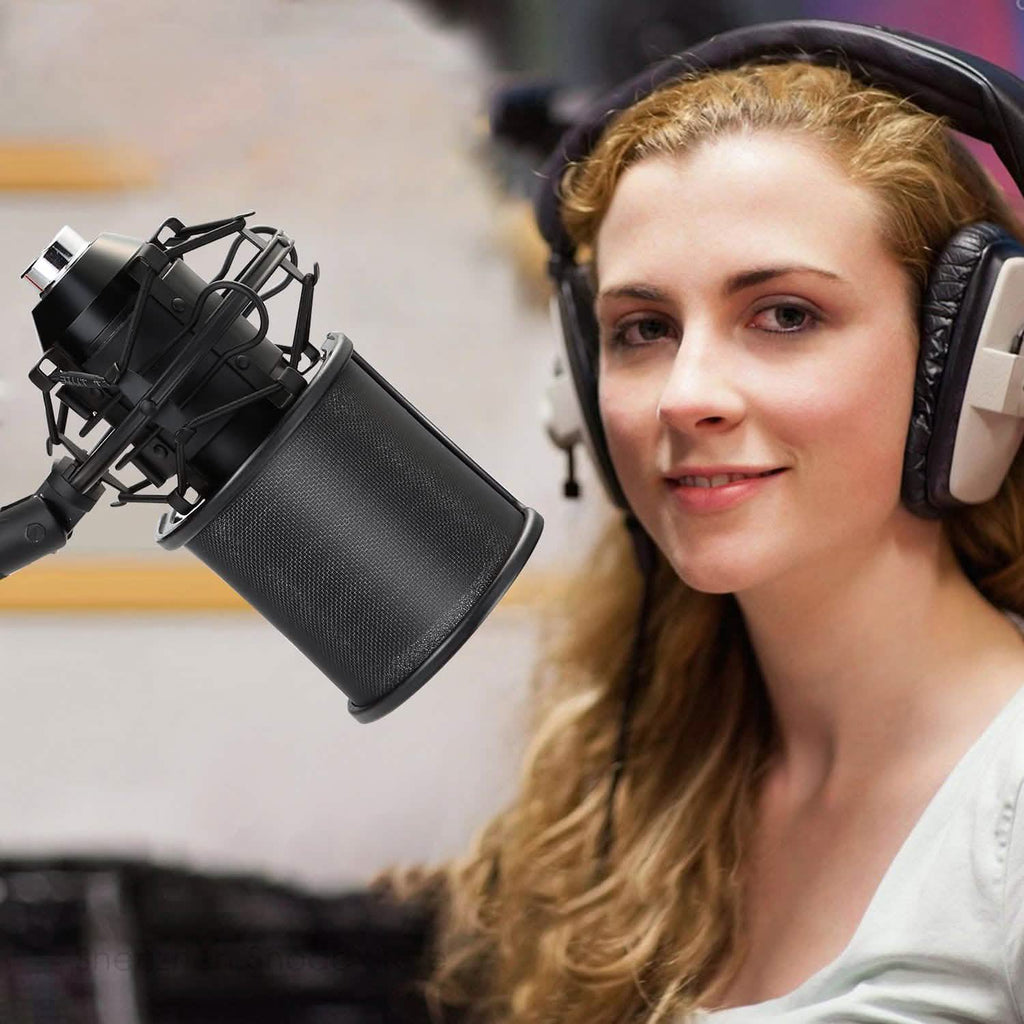 Studio Microphone Pop 3 Filter Layers Windscreen Shield Cover Mesh