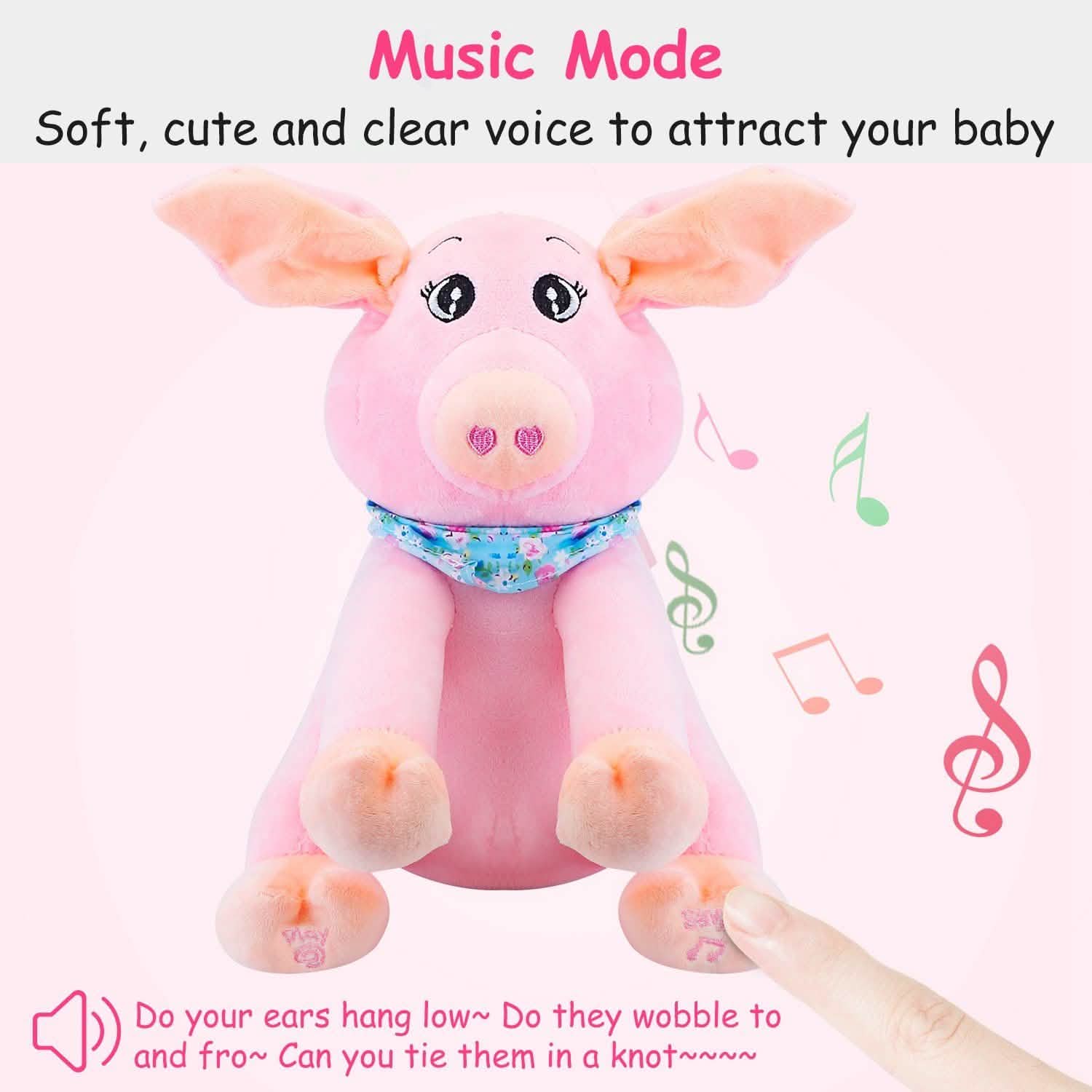 Stuffed Plush Pig Doll Pick-a-Boo Animated Toy