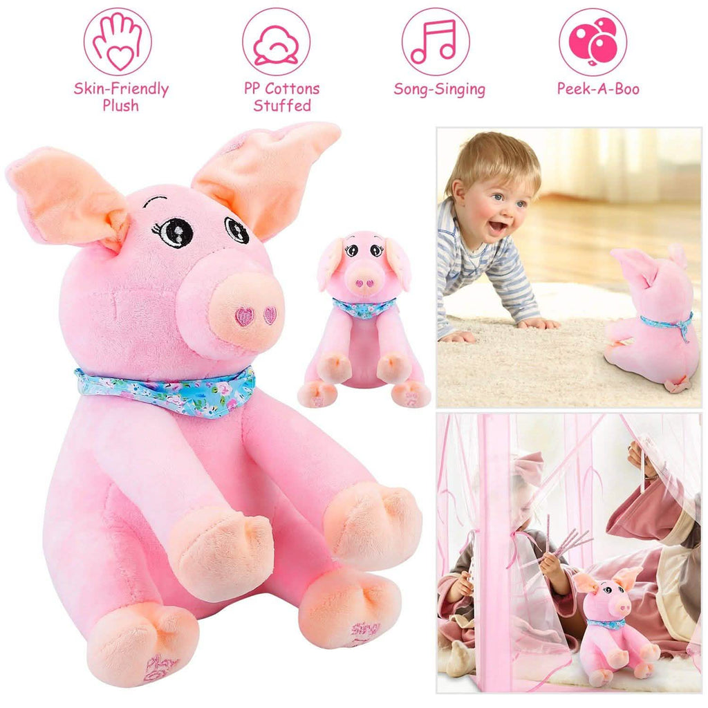 Stuffed Plush Pig Doll Pick-a-Boo Animated Toy