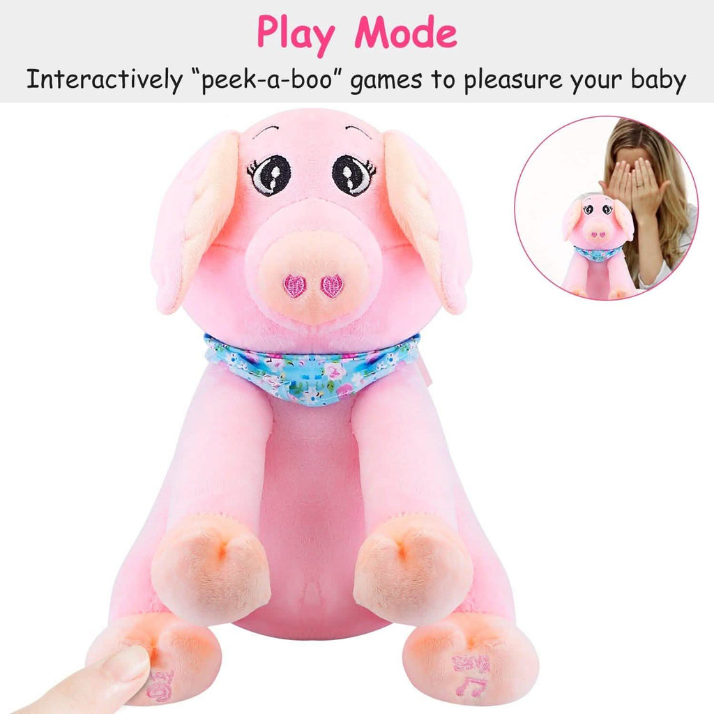 Stuffed Plush Pig Doll Pick-a-Boo Animated Toy