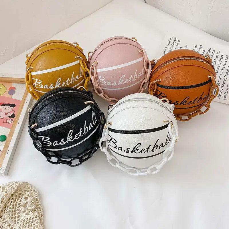 Stunning Ball Purses For Teenagers And Women Stylish Shoulder Bags, Crossbody Chain Hand Bags Personalit Leather Pink Basketball Bag For Females