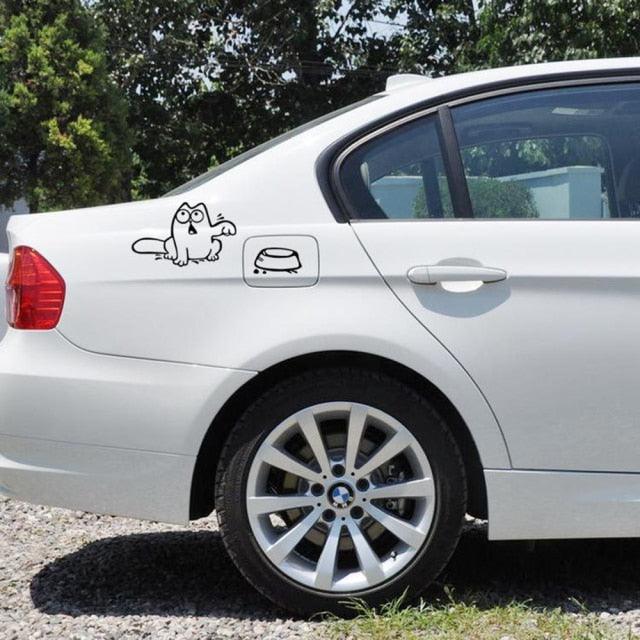 Styling The Feeding Cartoon Car Fuel Cap Stickers Funny Cat Lover Decal Vinyl Sticker Decals Accessories Cat Hungry Cat Feed Me! Vinyl Decal White Funny Cat Stickers For Cars