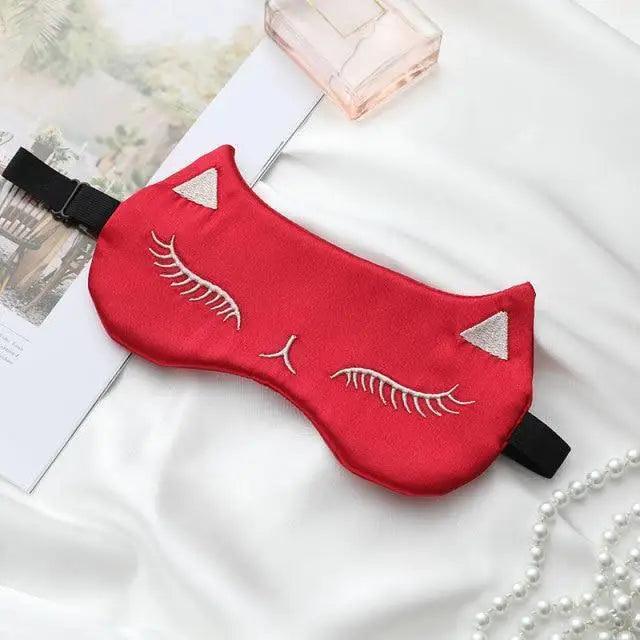 Stylish Cat Eye And Ear Design Pure Silk Double-side Shading Eyeshade Sleeping Eye Mask Blindfolds Eyeshade Health Sleep Shield Light