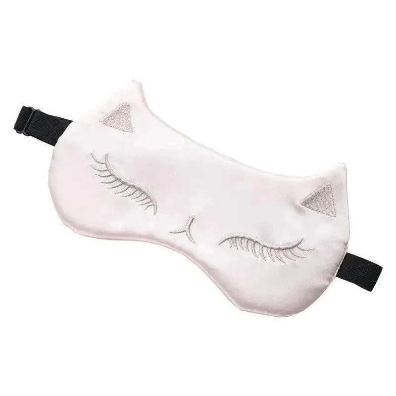 Stylish Cat Eye And Ear Design Pure Silk Double-side Shading Eyeshade Sleeping Eye Mask Blindfolds Eyeshade Health Sleep Shield Light
