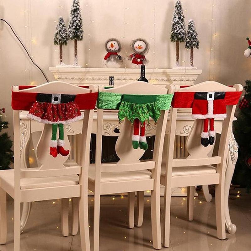 Stylish Chair Covers Christmas Santa Claus Chair Back Cover Christmas Dining Dinner Table Decoration New Year Party Supplies Dining Table Decoration for Home New Year Party