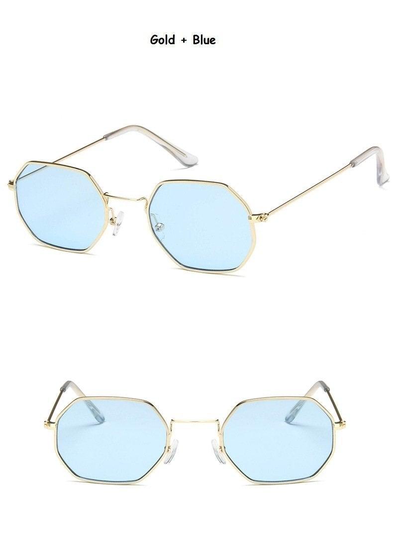 Stylish Hexagon Trendy Colorful Sunglasses For Women New Metal Luxury Summer Eyewear Women New Stainless Steel Lightweight Frame Cool Style Outdoor Travel UV Glasses