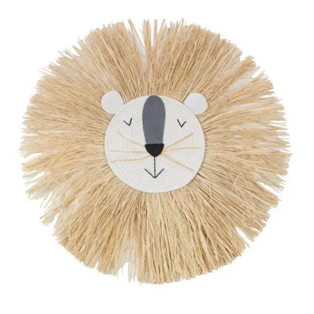 Stylish Interior Hand Woven Cartoon Lion Hanging Decorations Cotton Thread Weaving Animal Head Ornament Children room Wall Hanging