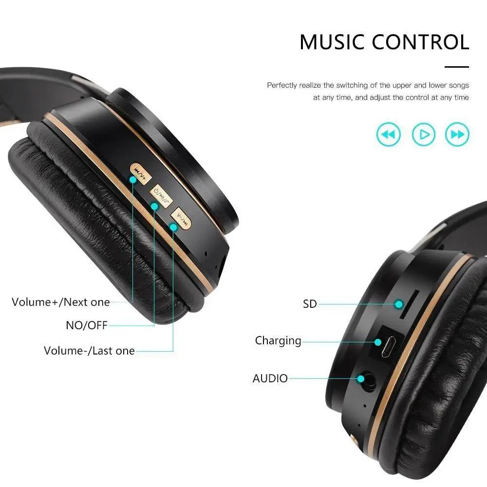 Stylish  Wireless Headphones 3D Stereo Bluetooth Foldable Gaming Headphones With Mic Foldable Lightweight Neckband Headphone For Mobile PC Laptop