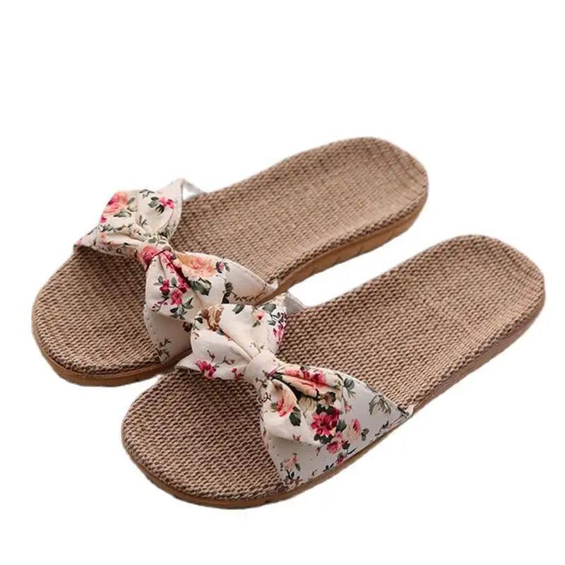 Stylish Women Flax Slippers Casual Summer Flower Elegant Fashion Slippers For Womens