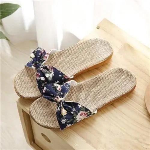 Stylish Women Flax Slippers Casual Summer Flower Elegant Fashion Slippers For Womens
