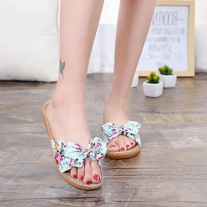 Stylish Women Flax Slippers Casual Summer Flower Elegant Fashion Slippers For Womens