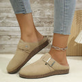 Suede Round Toe Buckle Slip-Ons