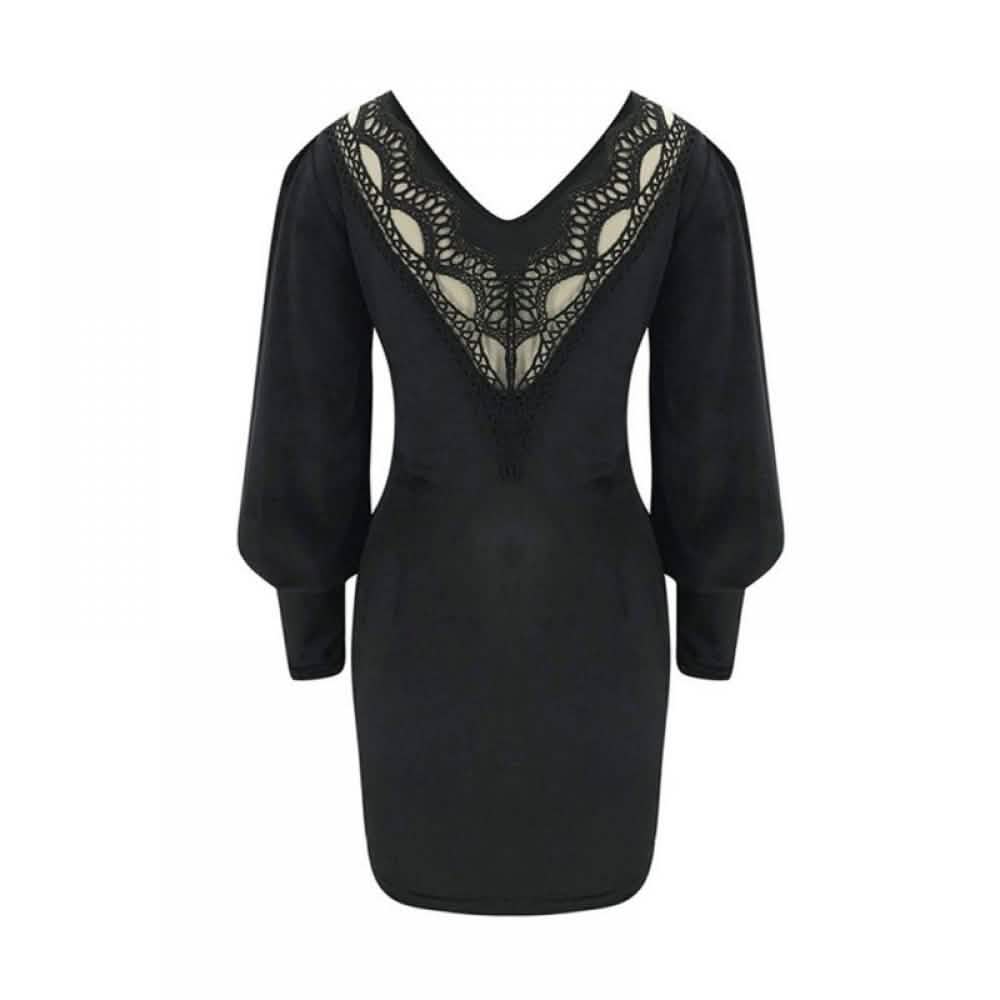 Summark Ladies Lace Long Sleeve Casual Slim Dress