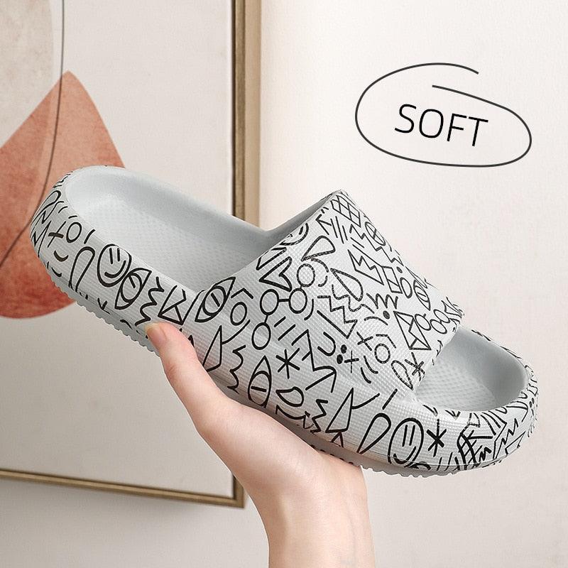 Summer Fashion Indoor Bathroom Slippers Thick Heel Indoor Slides Woman House Couples Shoes Slide Slippers For Women Anti Slip Quick Drying Sandals For Indoor And Outdoor