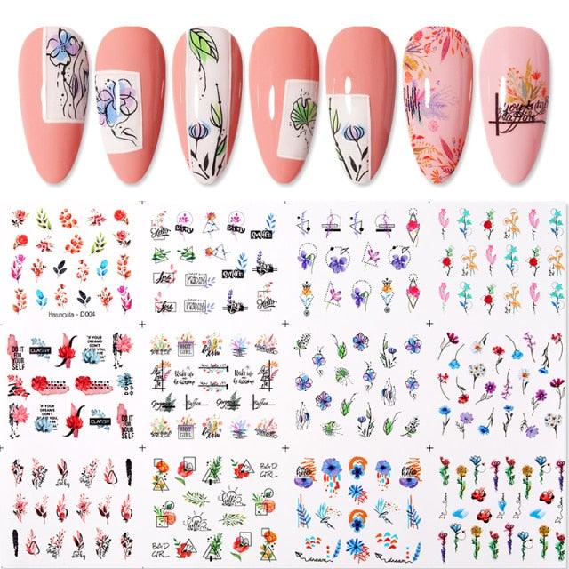 Summer Glitter Nail Decals Stickers Gold Black White Leaf Manicuring Foils Geometric Slider Nail Art Adhesive Decor Adhesive 3D Wave Design Decoration for Women Girls Art Stickers Decal Decoration Metallic Curve Strip Line Nail Decor