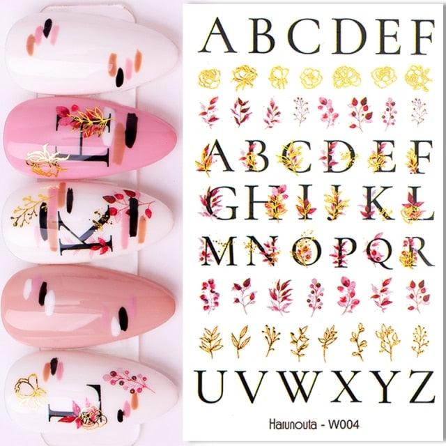 Summer Glitter Nail Decals Stickers Gold Black White Leaf Manicuring Foils Geometric Slider Nail Art Adhesive Decor Adhesive 3D Wave Design Decoration for Women Girls Art Stickers Decal Decoration Metallic Curve Strip Line Nail Decor