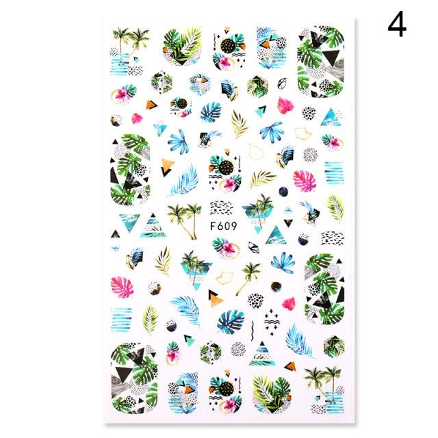 Summer Glitter Nail Decals Stickers Gold Black White Leaf Manicuring Foils Geometric Slider Nail Art Adhesive Decor Adhesive 3D Wave Design Decoration for Women Girls Art Stickers Decal Decoration Metallic Curve Strip Line Nail Decor