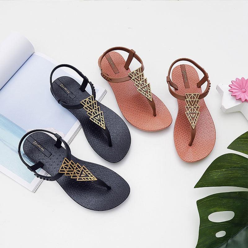 Summer Sandals Women New Flat Slides Flip Flops Seaside Vacation Shoes Woman Beach Flat Style Casual Sandals Slippers Beach Shoes Dress Summer Beach Shoes Thong Slippers