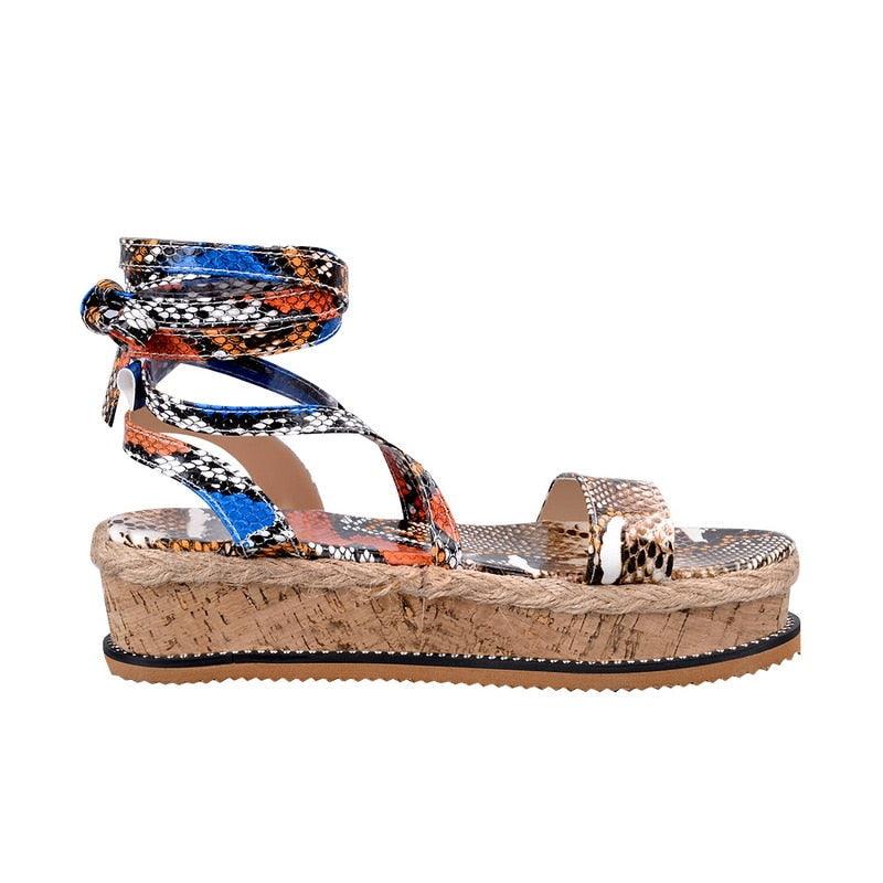 Summer Sandals Women Platform Shoes Candy Color Casual Girls Slip On Strap Cross Platform Espadrille Open Toe High Heel Sandals With Ankle Strap Buckle Up Shoes