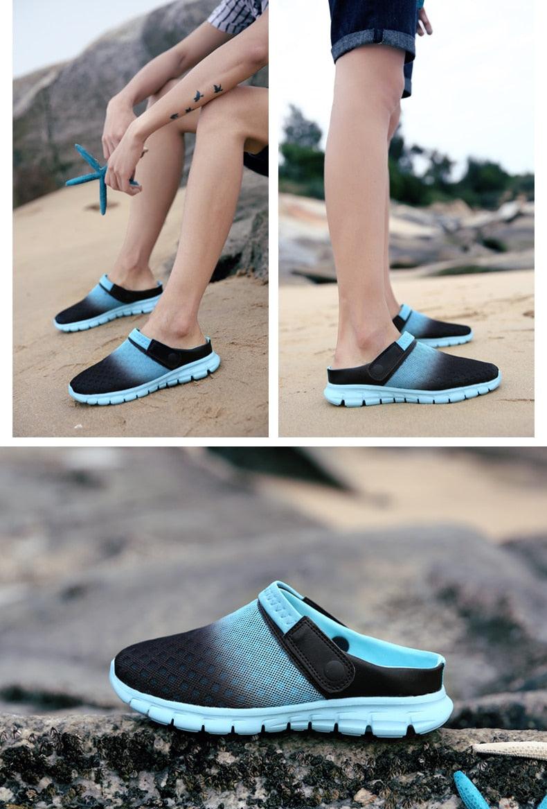 Summer Shoes Men Sandals Colorful Couples Beach Slippers Clogs Mens Breathable Summer Beach Slippers Lightweight Mesh Sandals Outdoor Walking Shoes