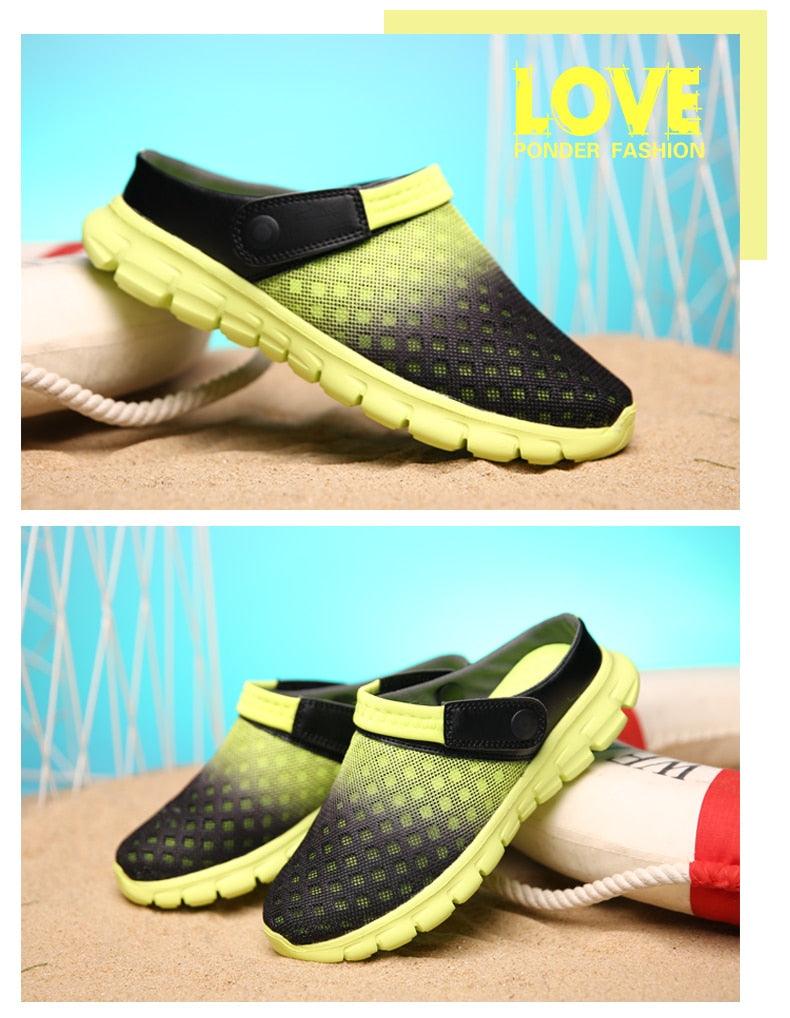 Summer Shoes Men Sandals Colorful Couples Beach Slippers Clogs Mens Breathable Summer Beach Slippers Lightweight Mesh Sandals Outdoor Walking Shoes