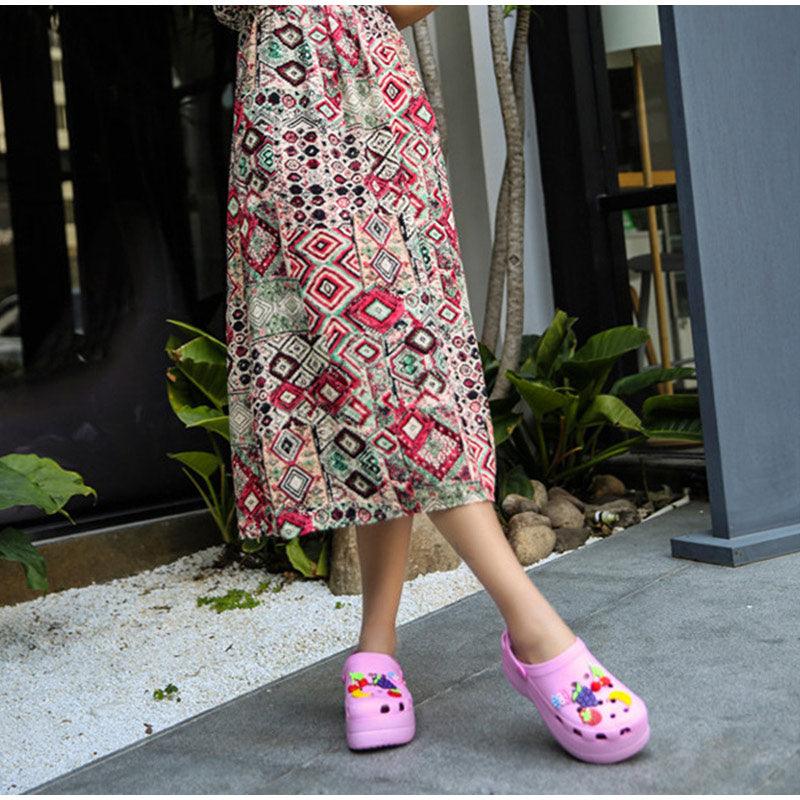 Summer Women Clogs Platform Garden Sandals Fruit Slippers Slip On Beach Shoes Fashion Slides Platform Clogs Beach Sandals Slippers For Women