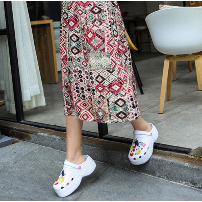 Summer Women Clogs Platform Garden Sandals Fruit Slippers Slip On Beach Shoes Fashion Slides Platform Clogs Beach Sandals Slippers For Women