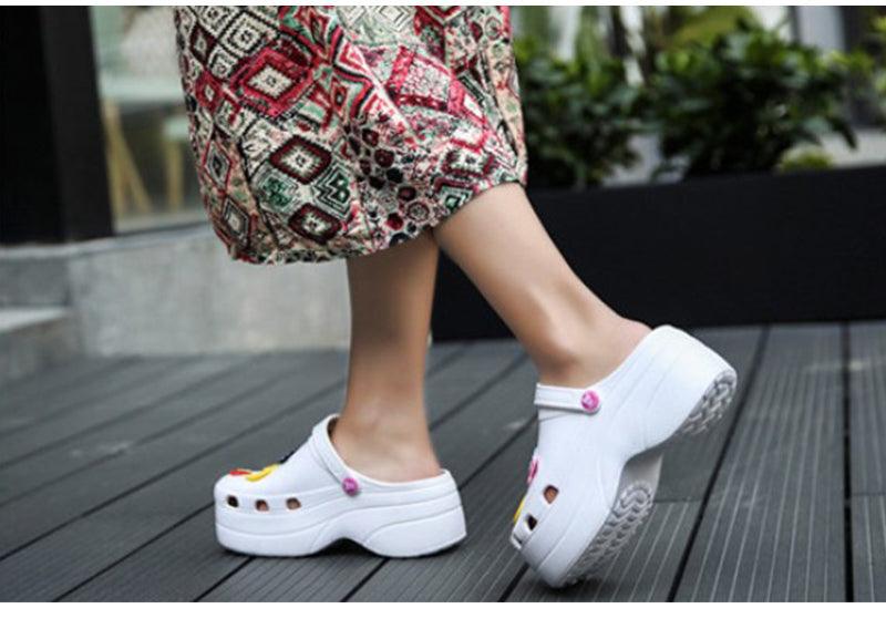Summer Women Clogs Platform Garden Sandals Fruit Slippers Slip On Beach Shoes Fashion Slides Platform Clogs Beach Sandals Slippers For Women