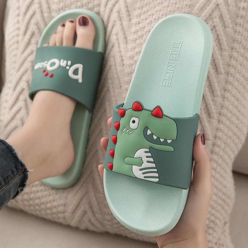 Summer Women Floor Flat Shoes Lovely Indoor Flip Flops Female Non-Slip Bathroom Home Slippers Women Cartoon Comfort Slip-On Sandal Shower Water Shoe