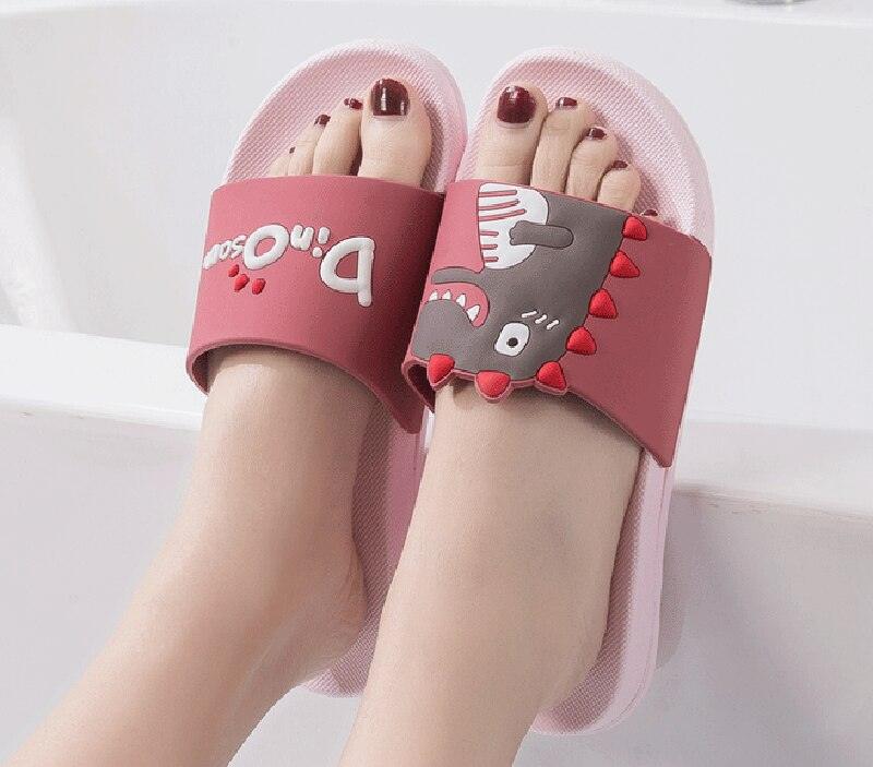 Summer Women Floor Flat Shoes Lovely Indoor Flip Flops Female Non-Slip Bathroom Home Slippers Women Cartoon Comfort Slip-On Sandal Shower Water Shoe
