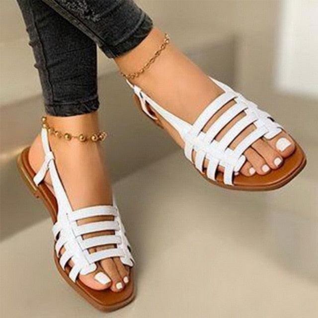 Summer Women's Sandals Fashion Fat Bottom Female Clip Toe Shoes Outdoor Beach Sandal Flat Sandal Ankle Strap Open Toe Breathable Summer Sandals Adjustable Buckle Strap Women Sandals