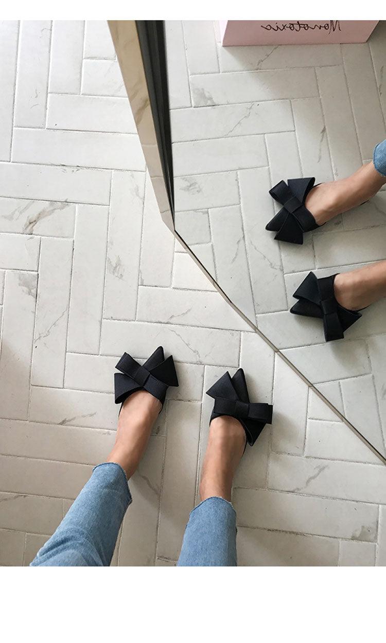 Summer Women's Shoes Silk Satin Trendy Slippers Flat Heel Women's Shoes Silk Satin Pointed Bow Tie Flat Heel Outdoor Sandals Slides Party Sandals Casual Shoes Summer Low Heeled