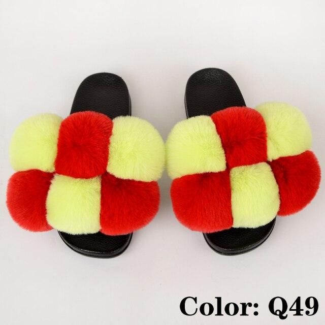 Summer Women Slippers Faux Fur Slides For Women Fluffy Slippers House Shoes Woman Slippers Open Toe Fuzzy Fur Slippers Girls Fluffy House Slides Outdoor Indoor Slippers