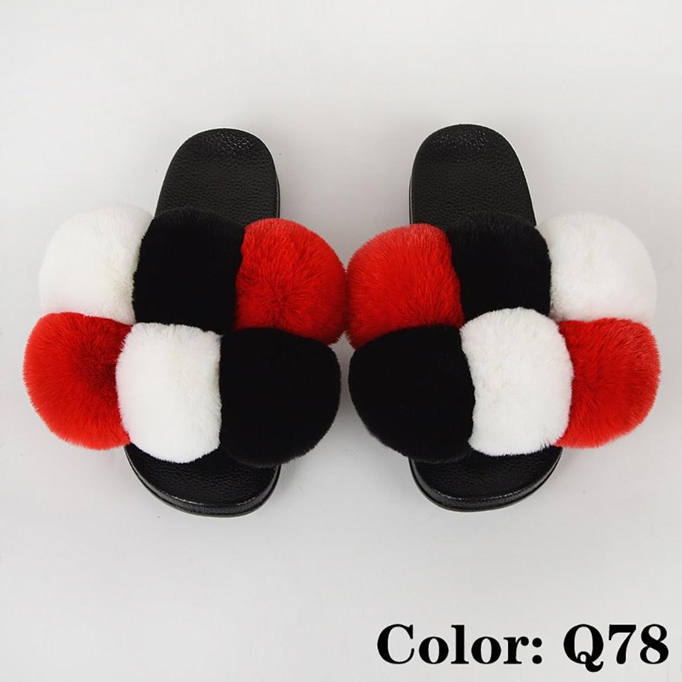 Summer Women Slippers Faux Fur Slides For Women Fluffy Slippers House Shoes Woman Slippers Open Toe Fuzzy Fur Slippers Girls Fluffy House Slides Outdoor Indoor Slippers