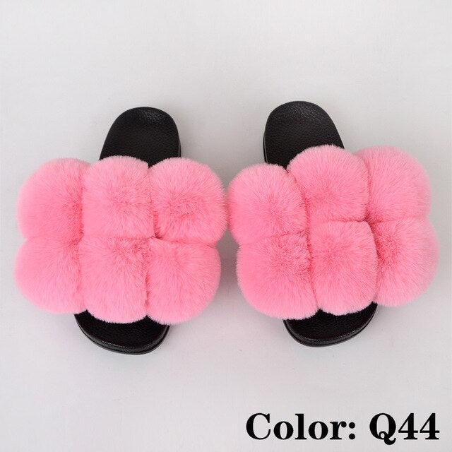 Summer Women Slippers Faux Fur Slides For Women Fluffy Slippers House Shoes Woman Slippers Open Toe Fuzzy Fur Slippers Girls Fluffy House Slides Outdoor Indoor Slippers