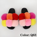 Summer Women Slippers Faux Fur Slides For Women Fluffy Slippers House Shoes Woman Slippers Open Toe Fuzzy Fur Slippers Girls Fluffy House Slides Outdoor Indoor Slippers